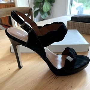 Black Calvin Klein suede braided Sandals